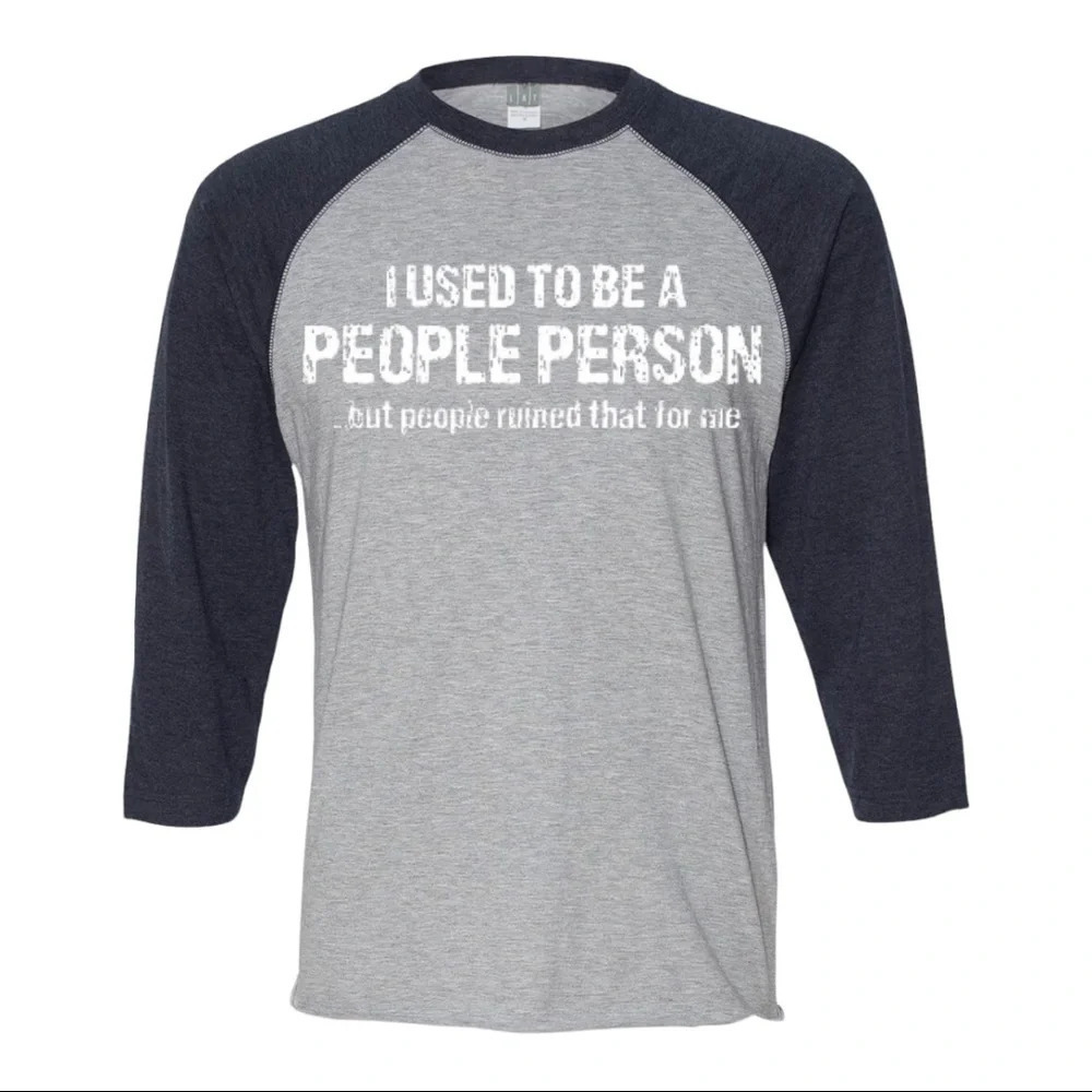 NEW Mens Lat Apparel Used to be People Person 3/4 Sleeve Baseball Shirt S-2XL